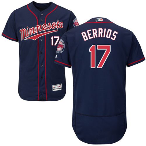 Twins #17 Jose Berrios Navy Blue Flexbase Authentic Collection Stitched MLB Jersey - Click Image to Close